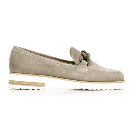 Damskie mokasyny zamszowe na platformie beżowe 92-D-106-9