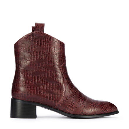 Damskie kowbojki ze skóry croco bordowe 95-D-502-3 Damskie kowbojki ze skóry croco bordowe 95-D-502-3