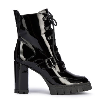 Botki skórzane z klamerką na słupku czarne 95-D-801-1L