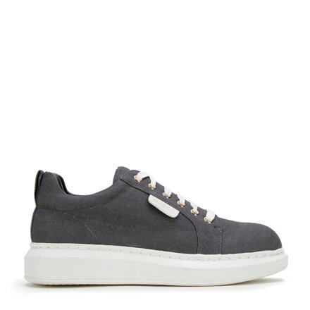 Damskie sneakersy dżinsowe na platformie ciemny szare 97-D-522-1