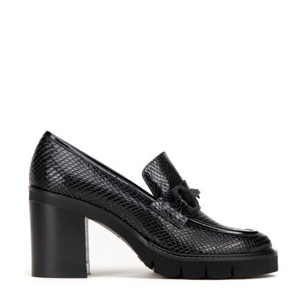 Damskie czółenka z dekoracyjnym łańcuszkiem czarne 99-D-103-1