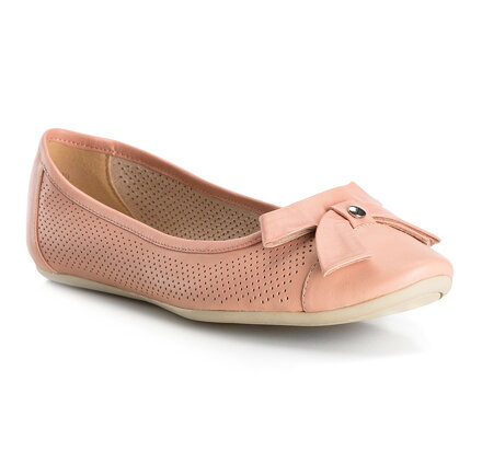 Damskie baleriny z perforowanej skóry 82-D-515-P