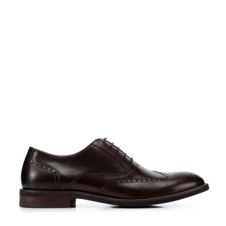 Pánske oxford poltopánky z prírodnej kože tmavohnedé 100-M-511-4