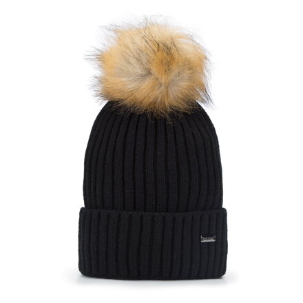 Czapka damska z pomponem ombre 93-HF-013-1