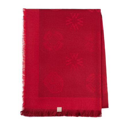 Damska chusta z bambusem tkana w monogram czerwona 97-7D-001-3