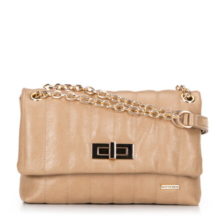 Dámska crossbody kabelka z ekokože, dvojkomorová, malá, béžová 100-4Y-419-9