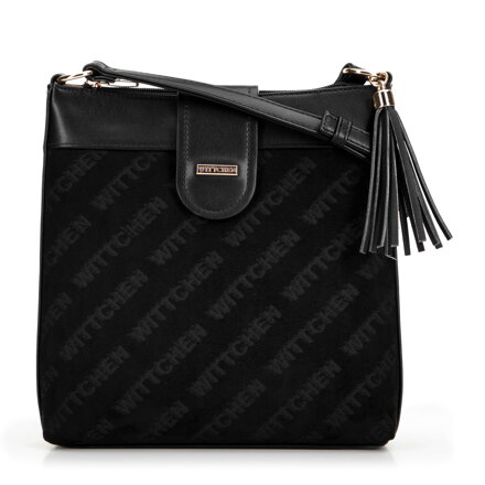 Dámska crossbody z ekokože s logom, čierna 99-4Y-521-1