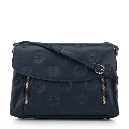 Damska listonoszka skórzana w monogram z pionowymi suwakami 96-4E-001-7