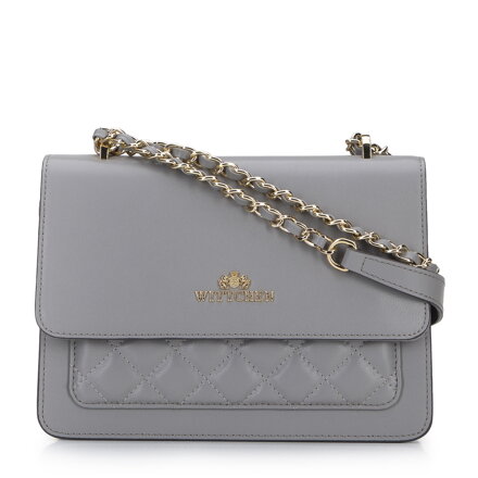 Damska listonoszka skórzana z pikowaną kieszenią 96-4E-621-8