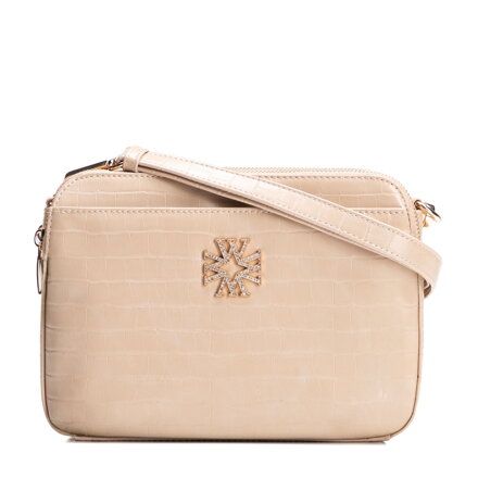 Damska listonoszka z ekoskóry croco trzykomorowa beżowa 29-4Y-017-B9