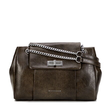 Damska listonoszka z imitacji skóry z łańcuszkiem ciemnozielona 101-4Y-409-Z