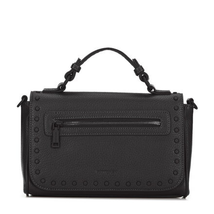 Damska listonoszka z imitacji skóry z ozdobioną klapą czarna 101-4Y-701-1