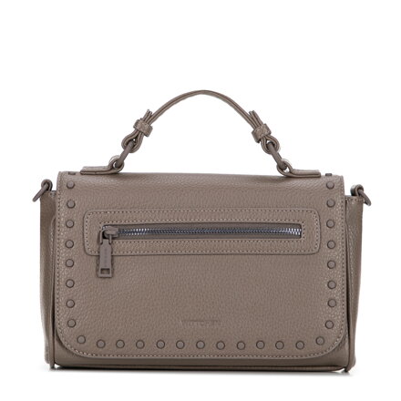 Damska listonoszka z imitacji skóry z ozdobioną klapą ciemny beż 101-4Y-701-9