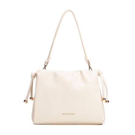 Damska listonoszka z imitacji skóry z troczkami kremowa 102-4Y-406-0