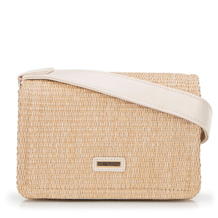 Dámska prútená crossbody béžovo-krémová 100-4Y-405-90