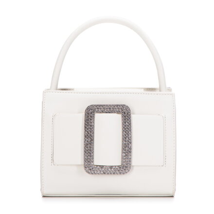 Dámska mini kabelka s lesklou prackou, sivobiela 97-4Y-756-0