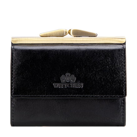 Damska portmonetka skórzana średnia czarna 21-1-059-L10