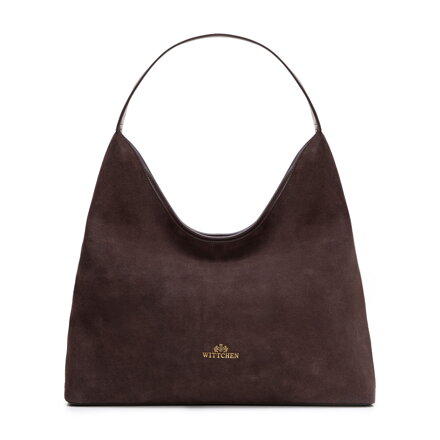 Damska shopperka typu hobo ze skóry zamszowej ciemny brąz 102-4E-607-4