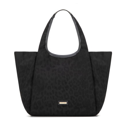 Damska shopperka w motyw panterki czarna 101-4Y-413-1