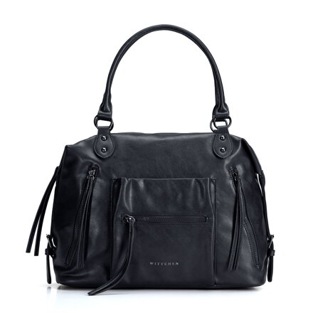 Čierna priestranná shopper kabelka Wittchen so zipsom
