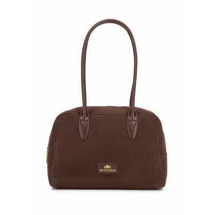 Damska shopperka ze skóry naturalnej o fakturze zamszu ciemny brąz 101-4E-620-4
