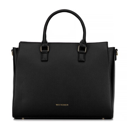 Damska torba na laptopa 17" z imitacji skóry czarno - złota 100-4Y-919-1G