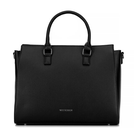 Damska torba na laptopa 17" z imitacji skóry czarno - srebrna 100-4Y-919-1S