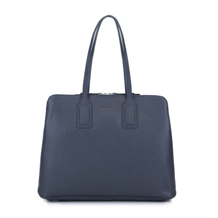 Damska torba na laptopa 13”/14” ze skóry groszkowej granatowa 93-4E-205-N
