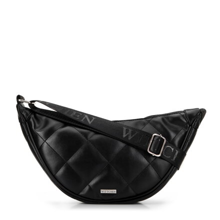 Dámska crossbody kabelka s geometrickým prešívaním čierna a strieborná 100-4Y-422-1S