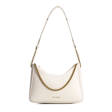 Dámska bagetová kabelka z kože, krémová 100-4E-606-0