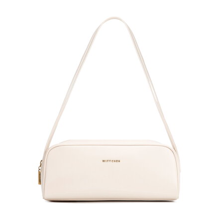 Damska torebka bagietka ze skóry naturalnej podłużna kremowa 102-4E-600-0