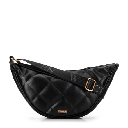 Dámska crossbody kabelka s geometrickým prešívaním čierna a zlatá 100-4Y-422-1G