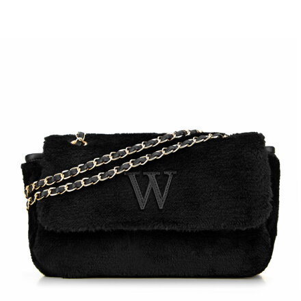 Dámska crossbody kabelka s kožušinou čierna 99-4Y-218-1