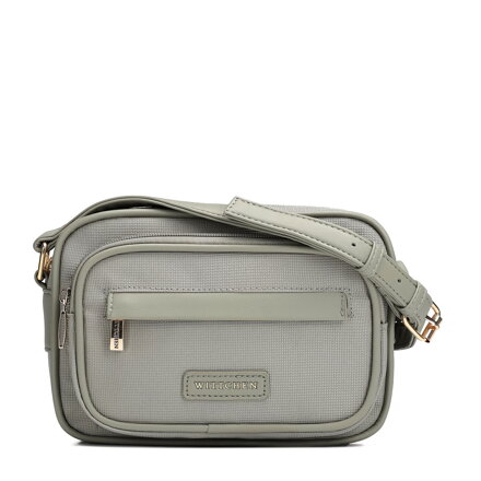 Damska torebka listonoszka z elementami ekoskóry szara 102-4Y-402-8