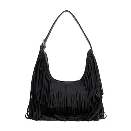 Damska torebka na ramię z frędzlami czarna 102-4Y-409-1