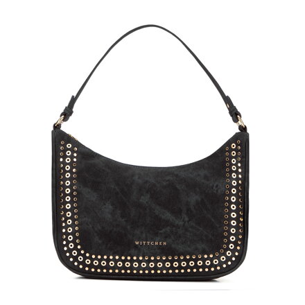 Damska torebka na ramię z ozdobnymi dżetami czarna 101-4Y-713-1