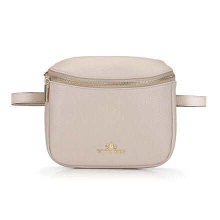 Damska torebka nerka skórzana prostokątna beżowa 92-4E-655-0