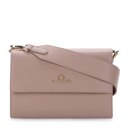 Damska torebka skórzana dwukomorowa klasyczna beżowa 97-4E-631-9