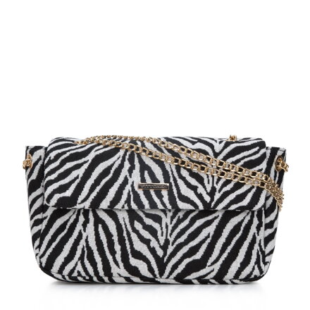 Damska torebka w zebrę na łańcuszku biało-czarna 95-4Y-062-1