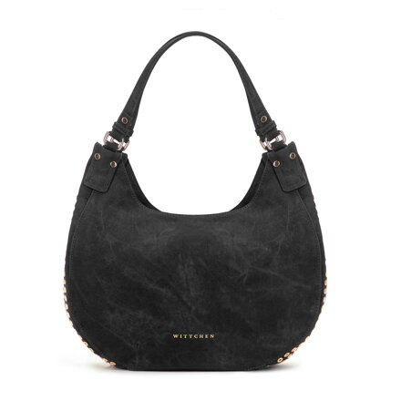 Damska torebka worek w dekoracyjne dżety czarna 101-4Y-711-1