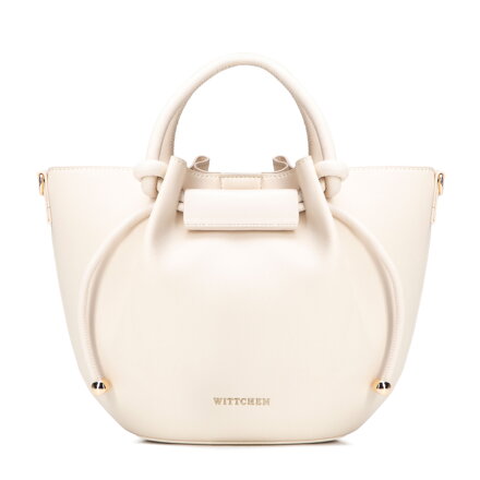 Damska torebka worek z imitacji skóry kremowa 102-4Y-405-0