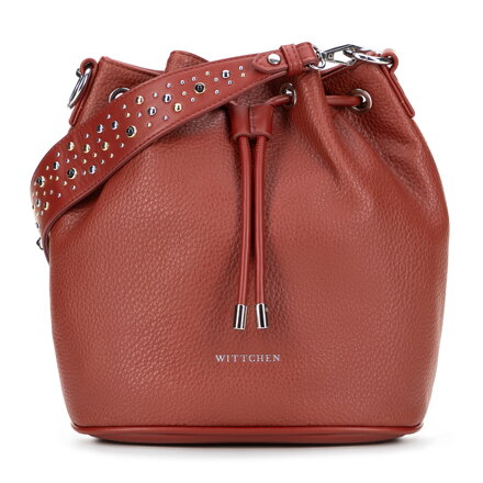 Damska torebka worek z imitacji skóry z dżetami czerwona 101-4Y-705-3