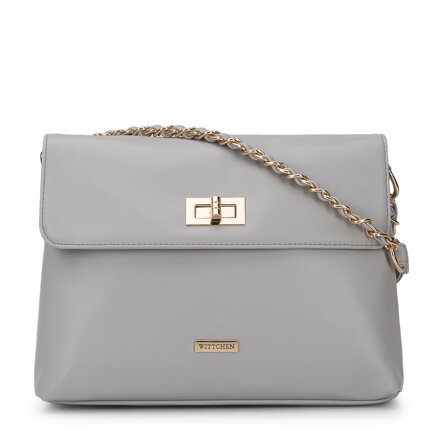 Damska torebka z gładką klapą i łańcuszkiem 95-4Y-056-8