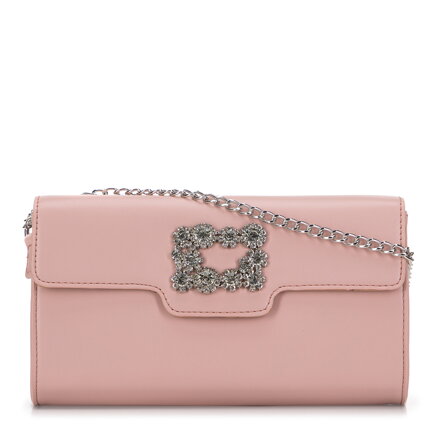 Damska torebka z klamrą z kryształkami zgaszony róż 98-4Y-017-P
