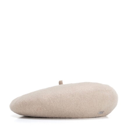 Damski beret wełniany beżowy 103-HF-205-9