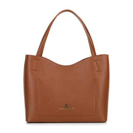 Kožená shopper kabelka s vreckom hnedá 100-4E-219-5