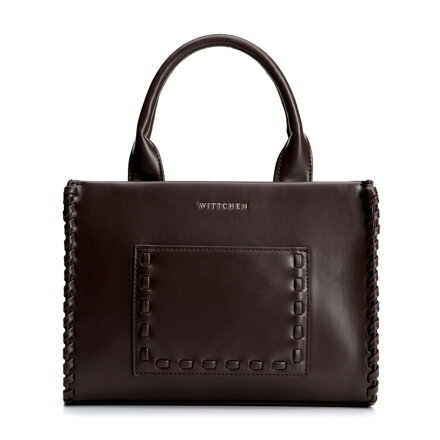 Damski kuferek z imitacji skóry z dekoracyjną plecionką brązowy 101-4Y-400-5