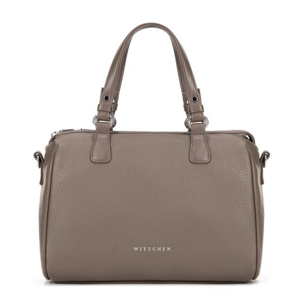 Damski kuferek z imitacji skóry z dżetami na pasku ciemny beż 101-4Y-704-9