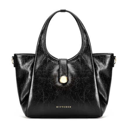 Damski kuferek z imitacji skóry z odpinanym paskiem czarny 101-4Y-419-1