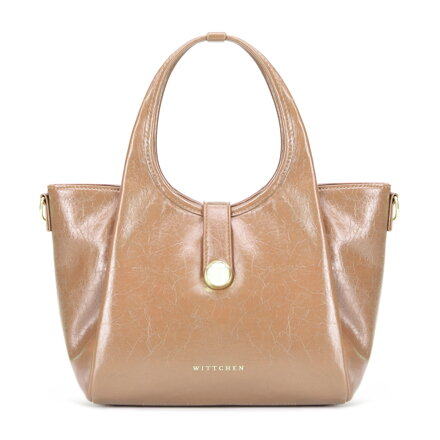 Damski kuferek z imitacji skóry z odpinanym paskiem beżowy 101-4Y-419-9